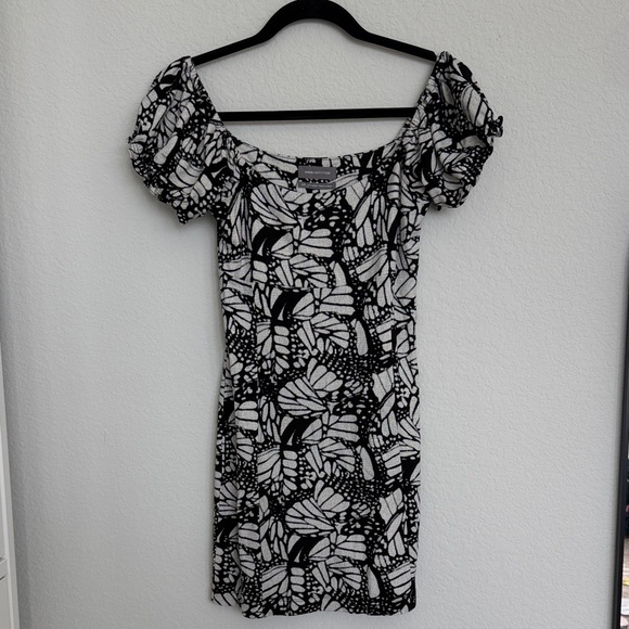 Urban Outfitters Black & White Butterfly Bodycon Dress - Picture 2 of 5